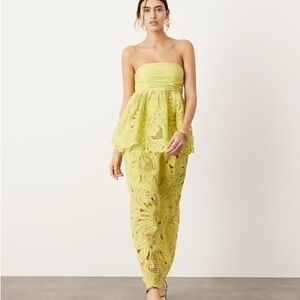 ARRANGE Cornelli floral tie back bandeau top and Column Midi Skirt